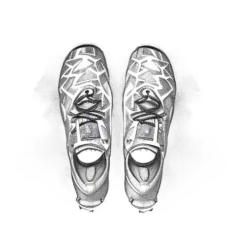 Relay Baton With A Pair Of Soccer Cleats And Track Spikes On The Other Hanging Off Each End