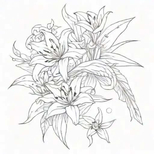 Lily Flower And Swan Covering Two Stars