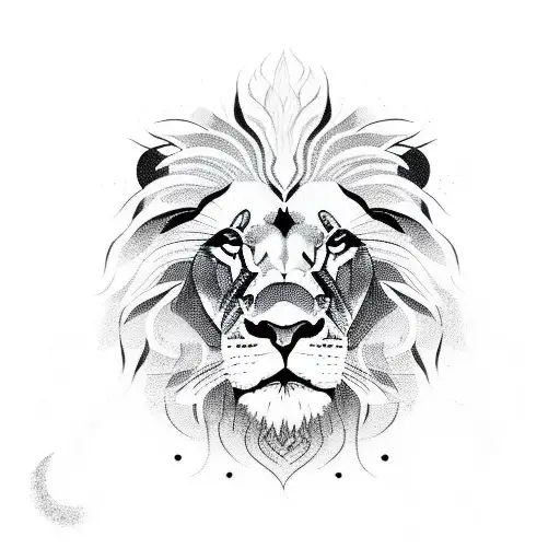 A Calm Lion Peaceful Overlay Om Symbol