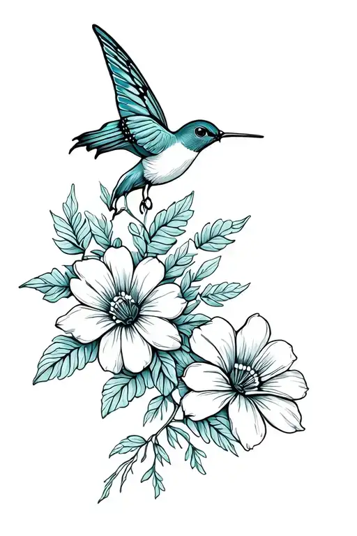 Flowers Hummingbird And Butterfly Small