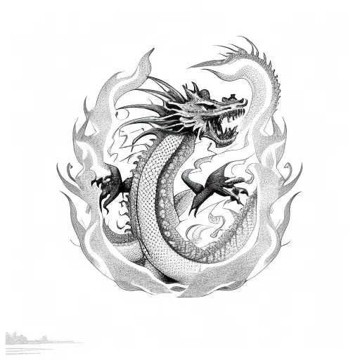 Dragon Surrounded By Fire