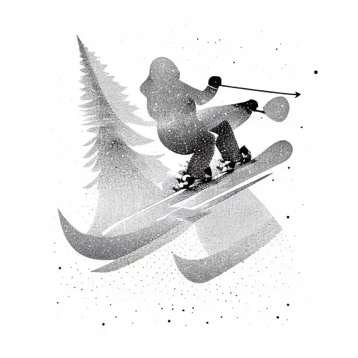 Abstract Skier Silhouette