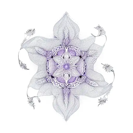 Lavender And Lily Of Valley With Mandala