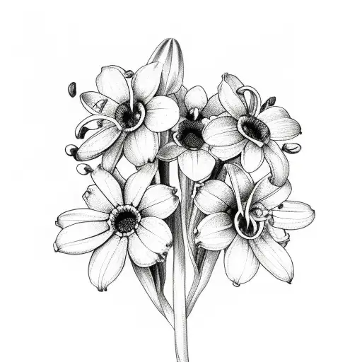 Bouquet Of Lily Of The Valley And Violet And 2 Daisies