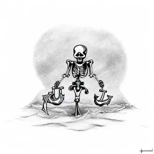 Skeleton Carrying An Anchor