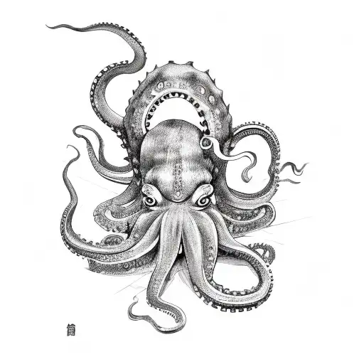Japanese Samurai Fighting Octopus