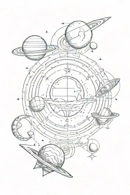 Celestial Elements Like Stars Moon Saturn Sea