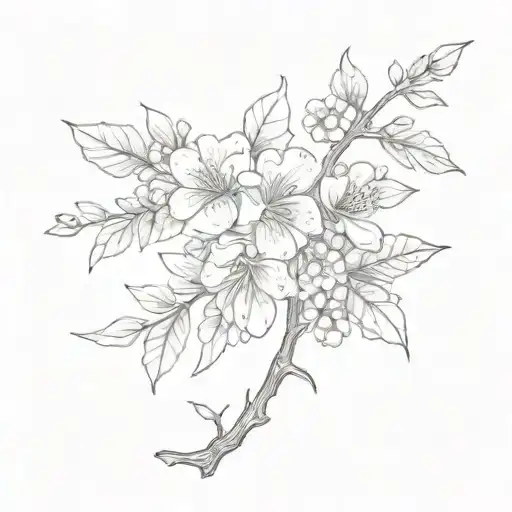 Twig And Small Aesthetic Flowers