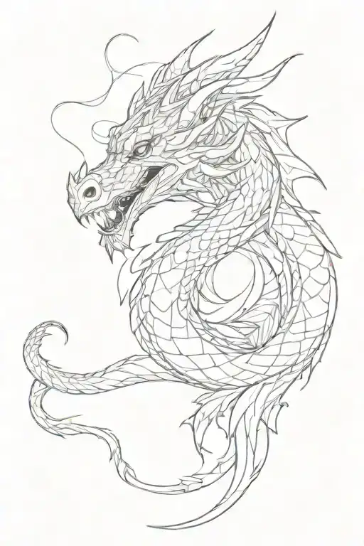 Thin Lines Of A Dragon With Elements Of Tenderness