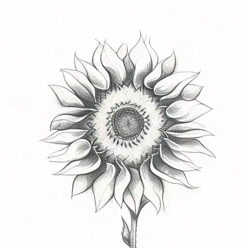 A Sketch-style Tattoo Of A Sunflower Blooming In The Middle Of A Dense Forest