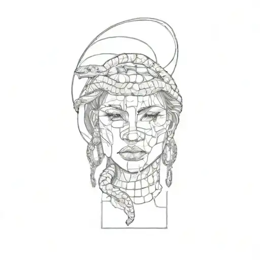 A Woman With Snakes On Her Head Profile Holding A Snake