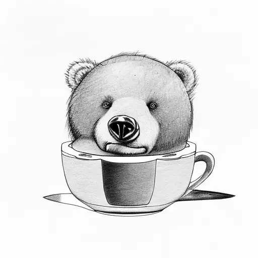 Baby Girl Bear Sipping Coffee