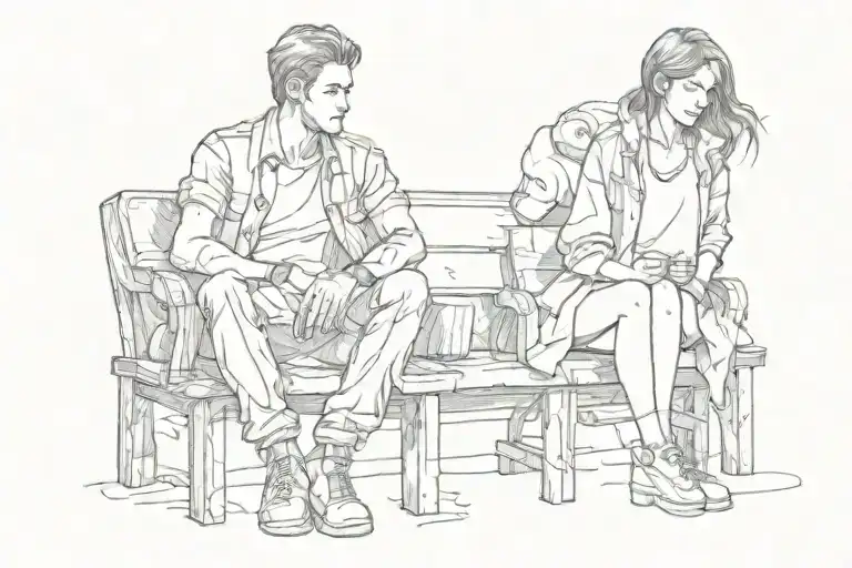 Girl And Guy Sitting