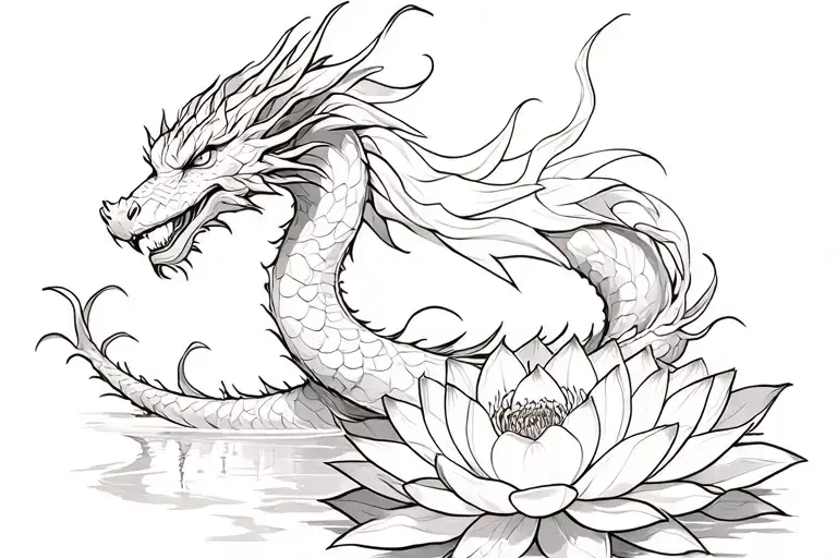 Smoky Dragon And Lotus Flower