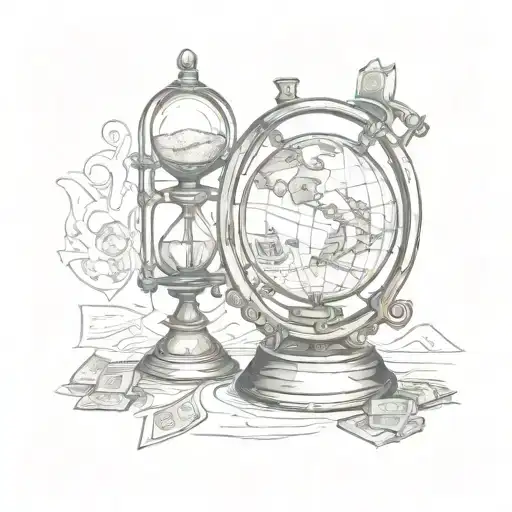 The World Globe And Money Bags Inside A Hour Glass
