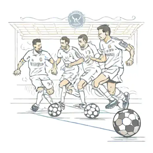 A Stylized Representation Of A Football Match Between Real Madrid And Dinamo Zagreb