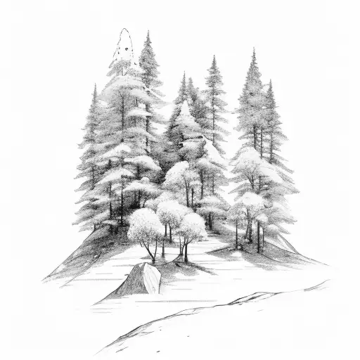 A Serene Mountain Landscape With Binary Code Subtly Integrated Into The Scenery