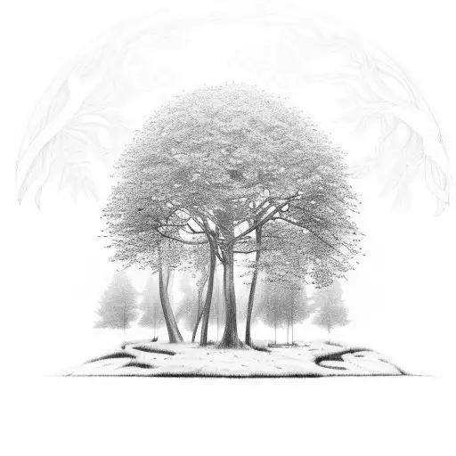 A Serene Forest Landscape With A Hidden Criminal Symbol