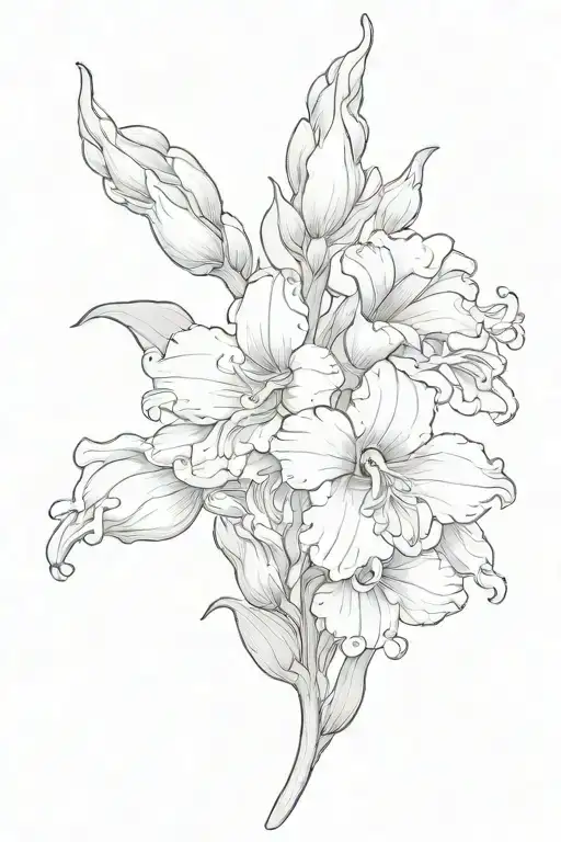 Create A Fine Line Tattoo Of A Simple Snapdragon Flower In Grey Scale