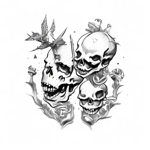 Skeleton Throwing Up Peace Signs