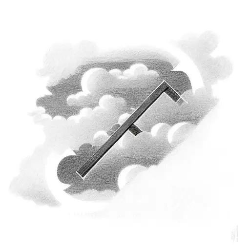 Staircase Going Up To A Cross With Clouds In The Background