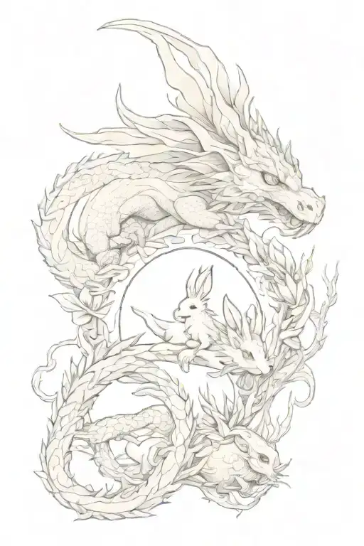 Earth Dragon And Wood Dragon With Fire Rabbit And Water Rabbit