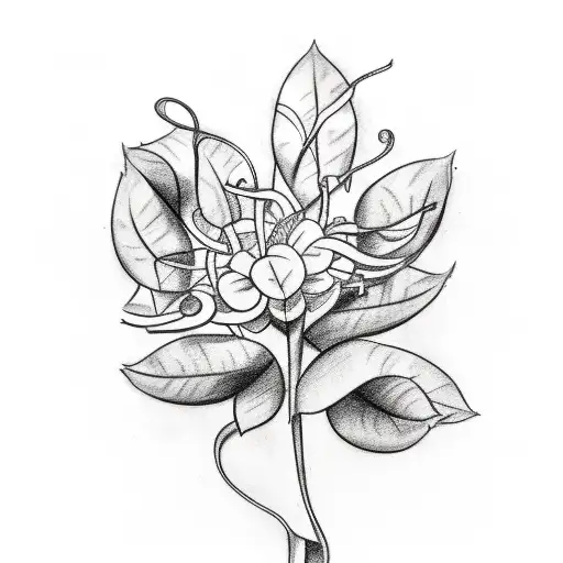 A Sketch-style Tattoo Of A Guitar Intertwined With A Coffee Plant