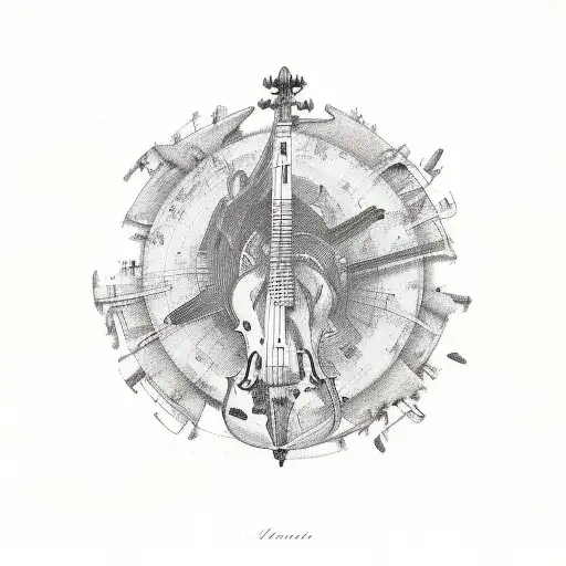 A Music Sheet With Hunting Elements Incorporated Into The Notes