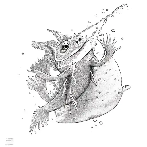A Cartoon Axolotl Swimming