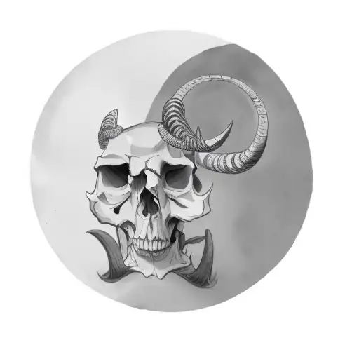 A Man With A Skull And Horns On His Head