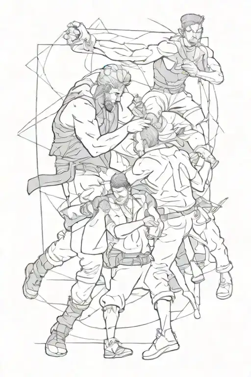 Grunge Inspired Collage Of Men Street Fighting