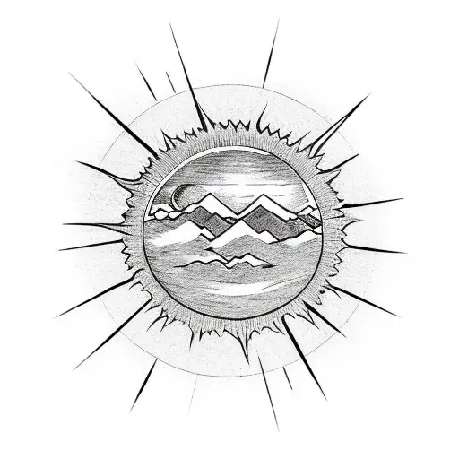 Mountains With A Sun For A Knee