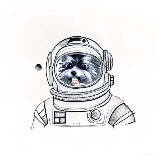 Morkie Dog Wearing A Space Helmet With Tongue Hanging Out Of Its Mouth