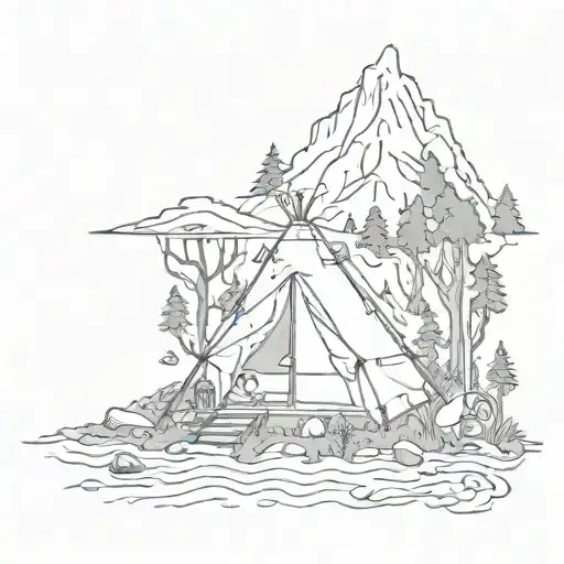 A Psychedelic Rock Music Inspired Tattoo Incorporating Elements Of Nature And Camping