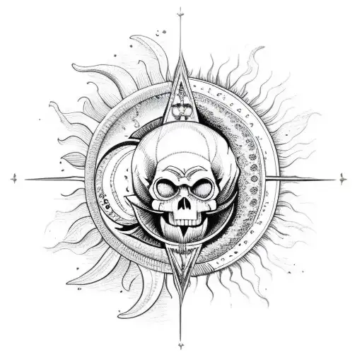 Sun And Moon With Skull Inside