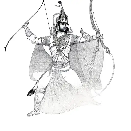 Arjuna With Bow And Arrow