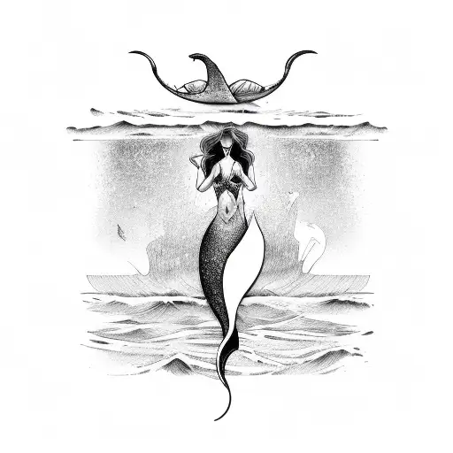 Mermaid In Camel Pose Opening Her Chest