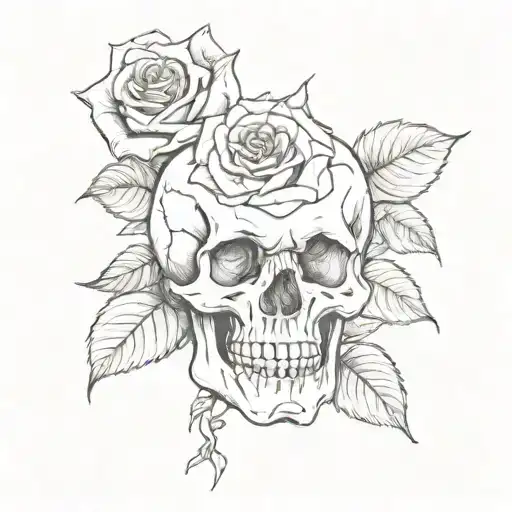 Skull With Rose Growing