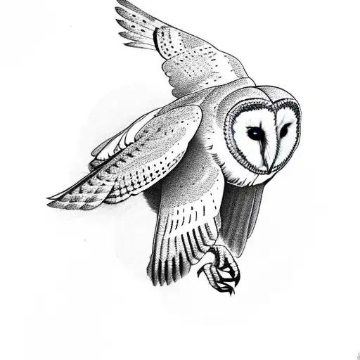 Barn Owl Flying With Rabbit In Claws