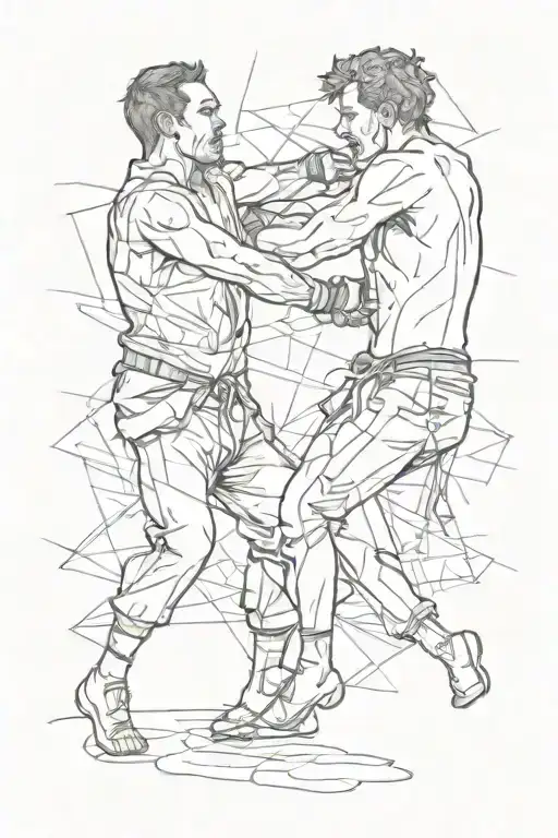 Grunge Collage Of Two Men Street Fighting