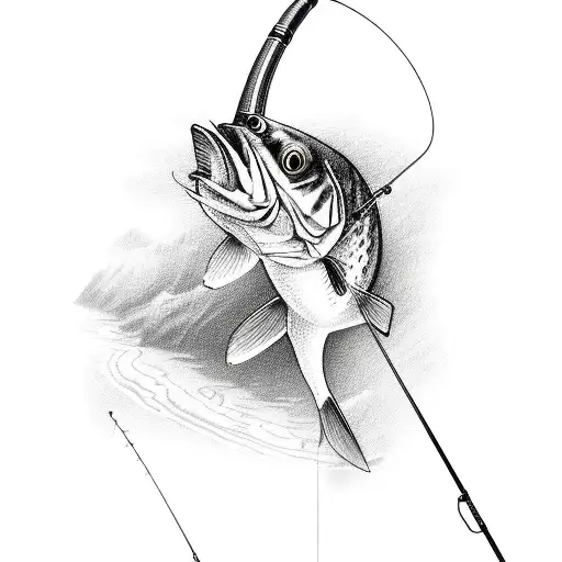 A Detailed Sketch Of A Fishing Rod With The Name 'Jordan' Incorporated In The Design