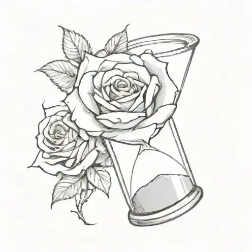 Rose Wrapped Around Hour Glass With Sand