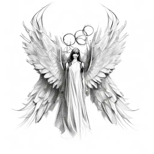 Sketch Style Angel Wing Combined With The Letter D