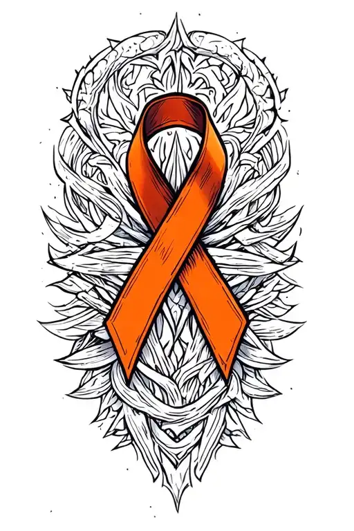 Kidney Cancer Orange Ribbon Intertwined With Strength Symbol