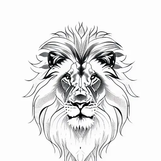 Lion Had Facing Sideways With Flowing Mane Shoulder