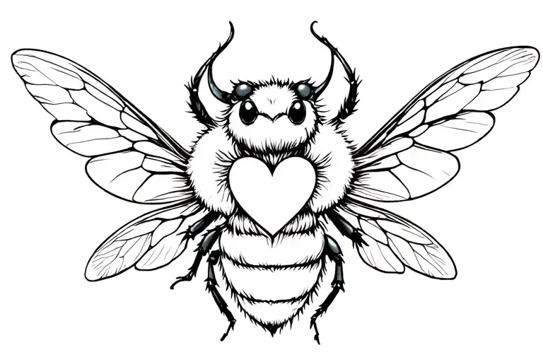 Devil Bumble Bee With Heart Wings