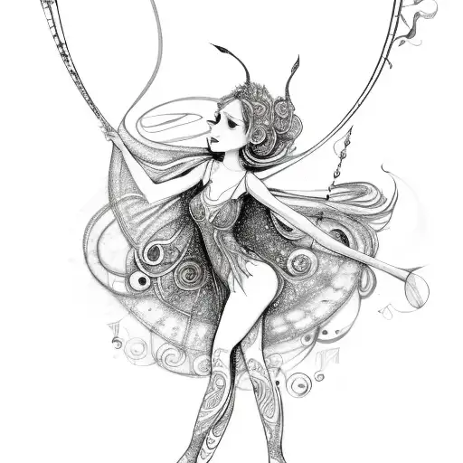 A Fairy With Musical Notes Flowing Out Of Their Hands