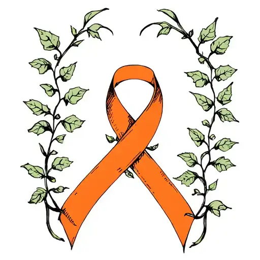 Orange Cancer Ribbon Intertwined With Ivy Vines