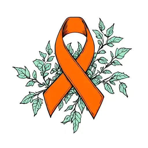 Orange Cancer Ribbon Intertwined With Ivy Vines