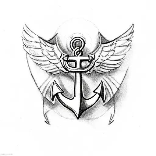 Anchor With The Letter J With Wings A Halo And A Bible